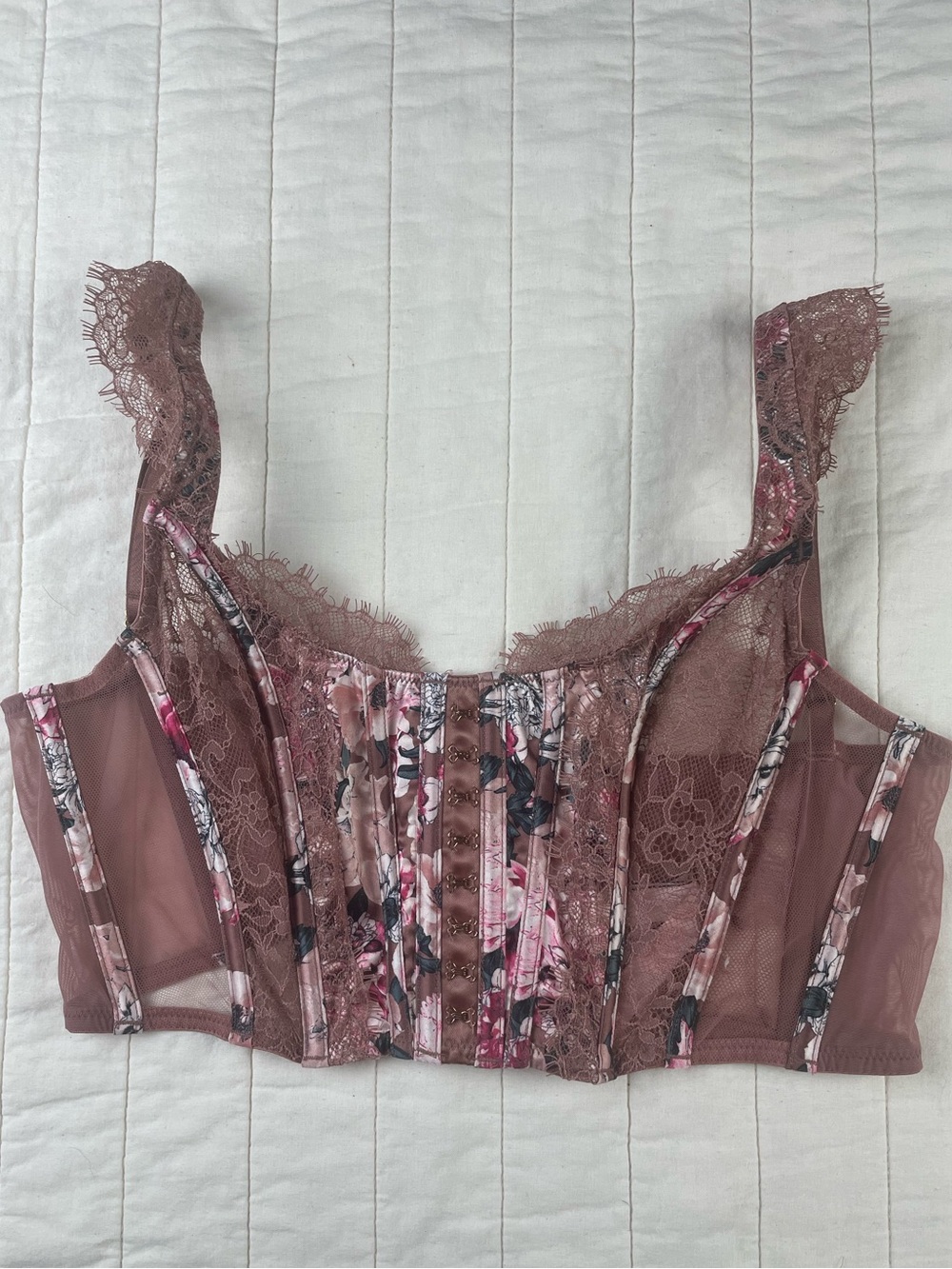 Victoria's Secret Dream Angels Floral Longline Lace Structured Bralette Small